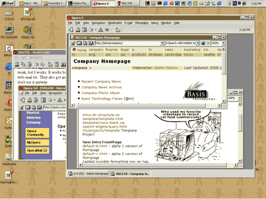 Opera 5.01, running in two windows