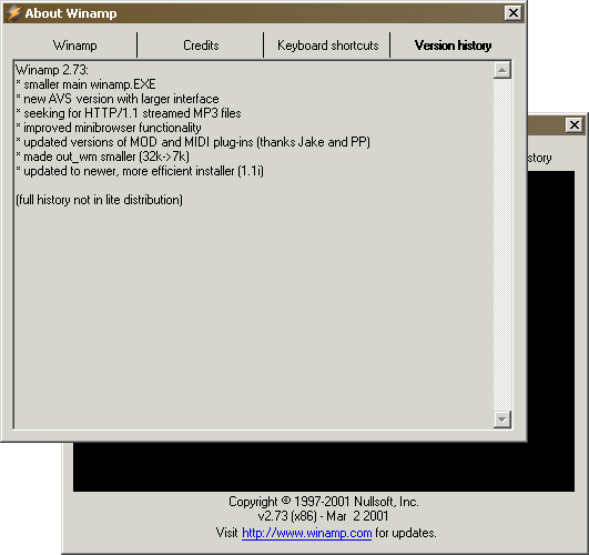 new in Winamp 2.73